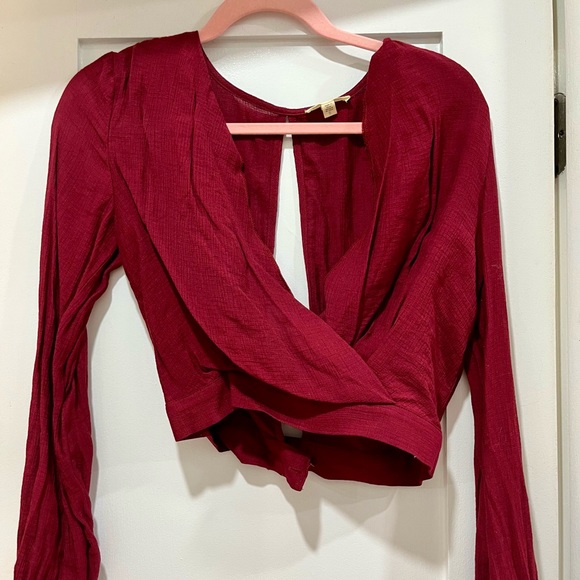 Long Sleeve Backless Crop Top - Picture 2 of 4